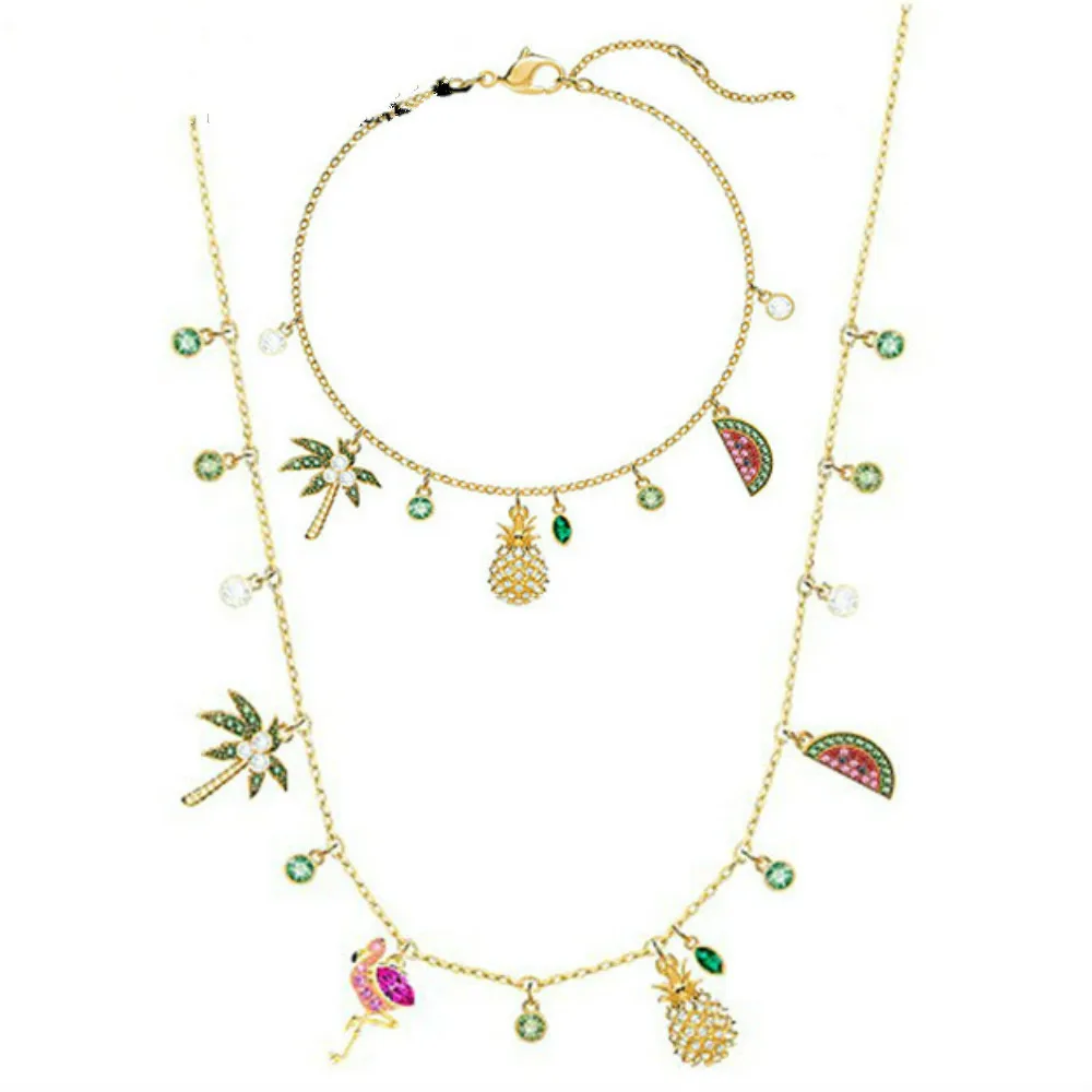 

SWA High Quality Fashion Jewelry Bohemian Pineapple Flamingo Fruit Necklace Ladies Jewelry