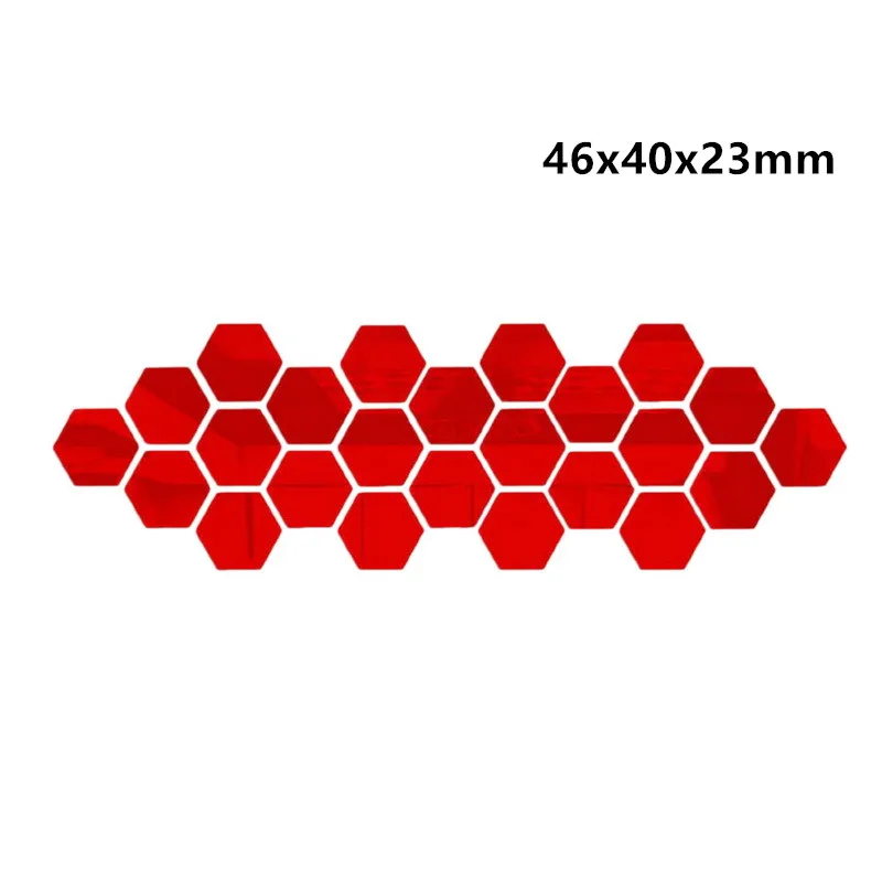 46x40x23mm Red 12 шт./компл. многоцветный 3D наклейки на стену с шестигранной головкой зеркало DIY домашний Декор зеркало наклейки для украшения Искусство украшения стены наклейки 7 - Цвет: 46x40x23mm Red