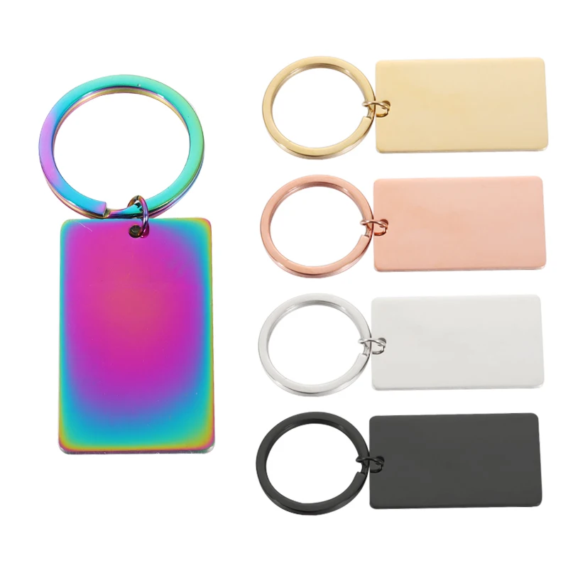 

Fnixtar 20Pcs/Lot 45*27mm Rectangle Namebar Mirror Polish Stainless Steel Keychain For DIY Custom Men's Women's Car Keychains