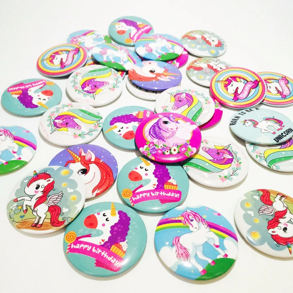 10 шт./компл. Единорог вечерние украшения значок круглая брошь булавки для Детские