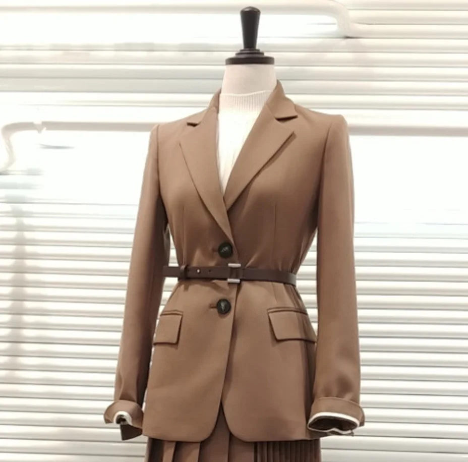 

2021 spring and autumn Korean style suit women's fashion temperament casual belt single-breasted jacket