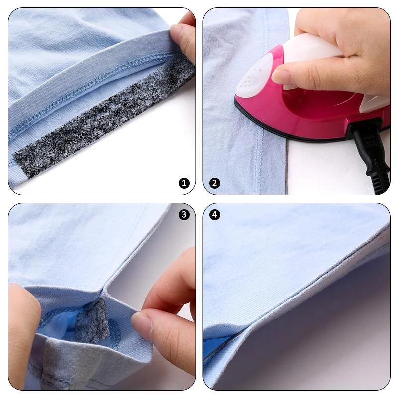 

70yards White/Black Double Faced Adhesive Fabric Tape Patchwork Interlinings Iron On Melt Omentum DIY Cloth Garment Accessories
