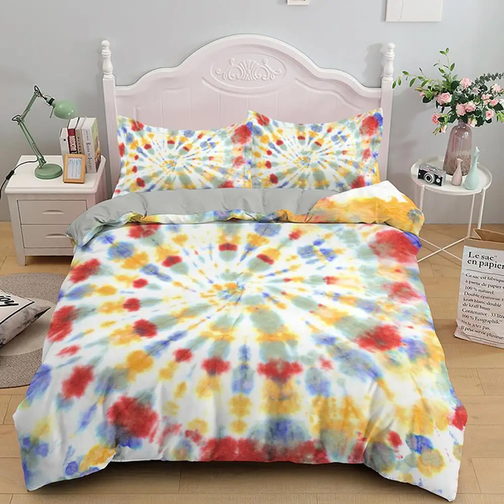 Комплект постельного белья с цветным принтом одеяло 3D рисунком 2/3 предмета