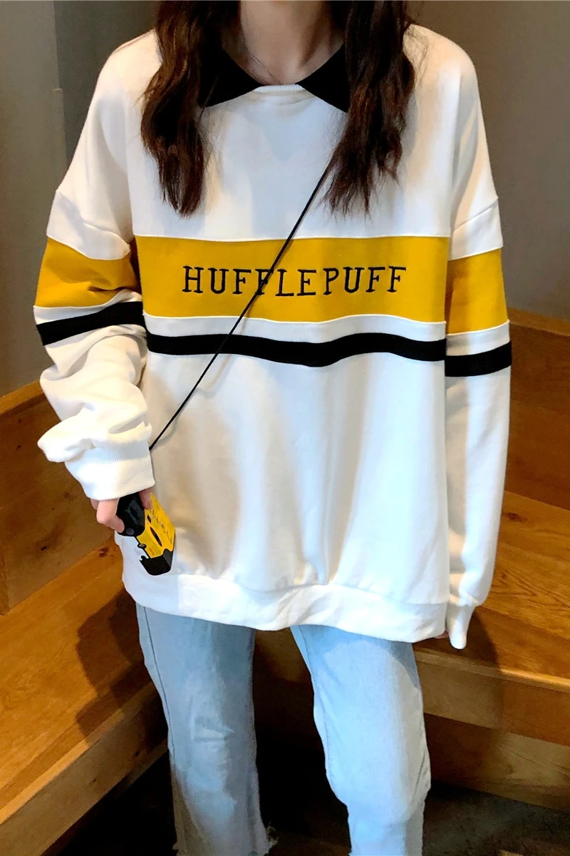 

Hoodies Women Winter Leisure Polo Collar Harajuku Tops Women Pullover Students Letter Long Sleeve Kpop Sweatshirt sudadera mujer