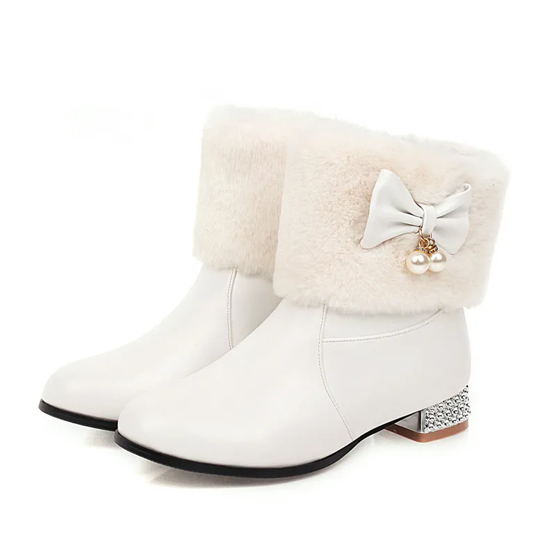 YMECHIC искусственный мех узел бабочки милые низкие Кристальные на массивном