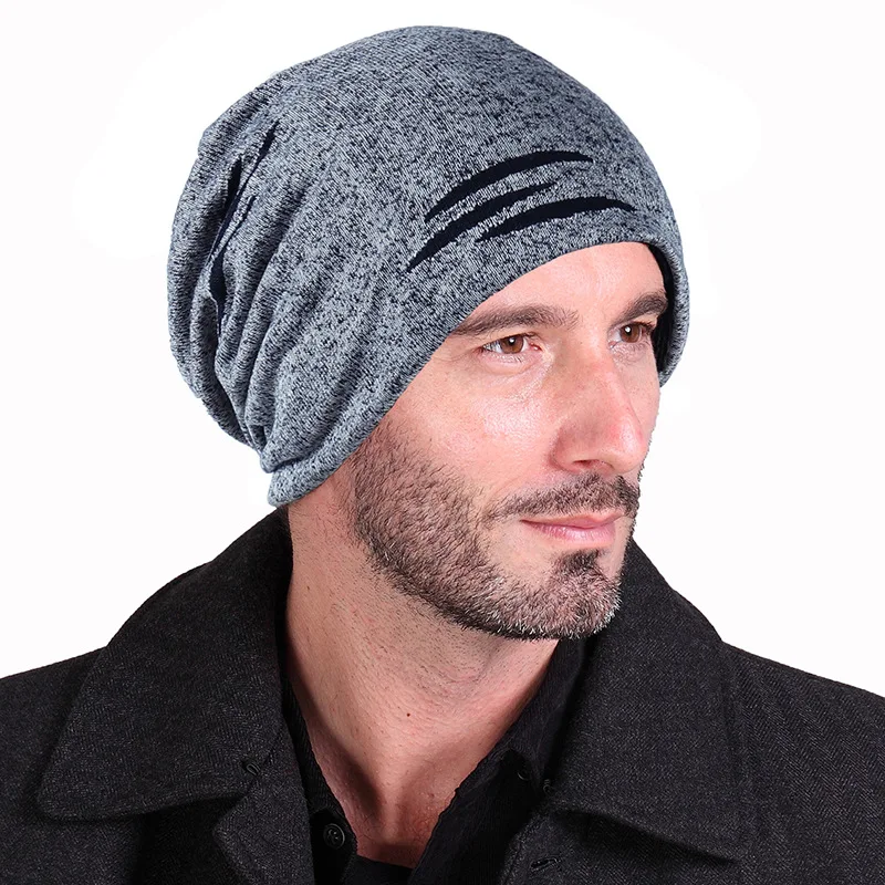 1 Зимняя шапка toque, Мужская весенняя и осенняя тонкая шапка в стиле хип-хоп, Модная вязаная шапка baotou, Snap Slouch hats - Цвет: 1