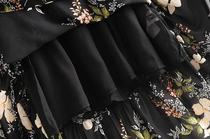 Bazaleas винтажное черное платье с цветочным принтом и открытыми плечами женское