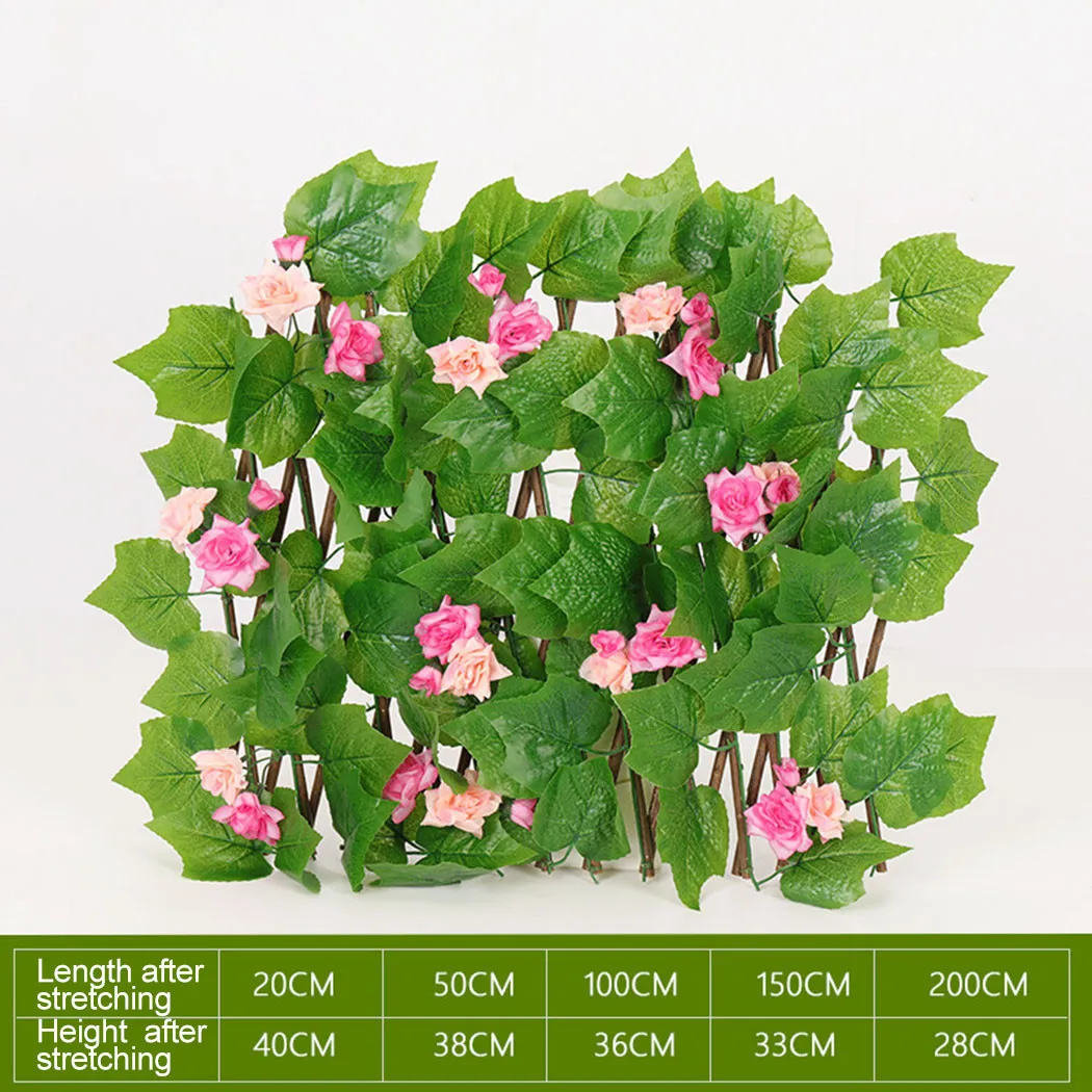 Valla telesc&oacute;pica para jard&iacute;n, enrejados de expansi&oacute;n, flor de hoja Artificial, valla telesc&oacute;pica de madera para pared, 1 Uds.-1