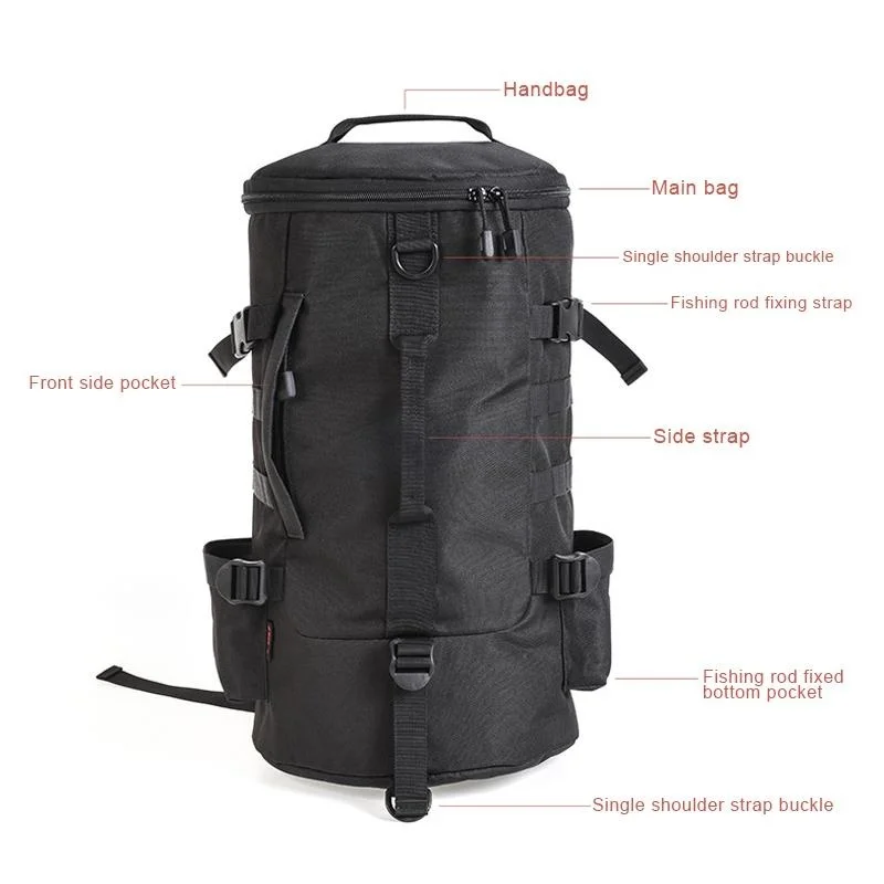 

Clearance 23L Fishing Bag Folding Cylindrical Large Capacity Fishing Tackle Backpack Tackle Storage Bags Travel Carry Bag