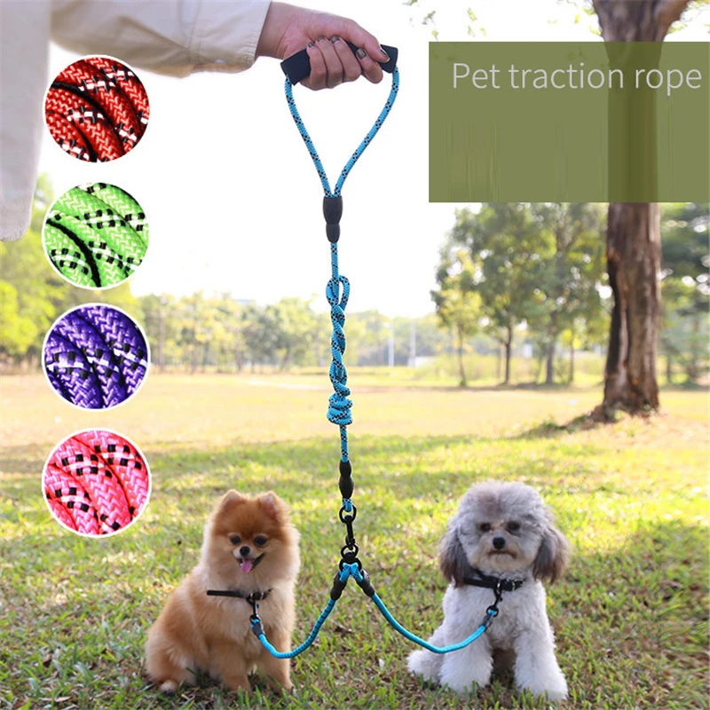 

Walk 2 two dogs one leash Nylon No Tangle Pet Leash for dog & cat Running or Training Collar or Harness