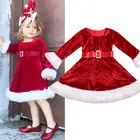 От 1 до 5 лет Рождественское платье для девочек Одежда для детей Детское красное платье для девочек, принцесса, бархатные плюшевые вечерние рождественское платье для девочек