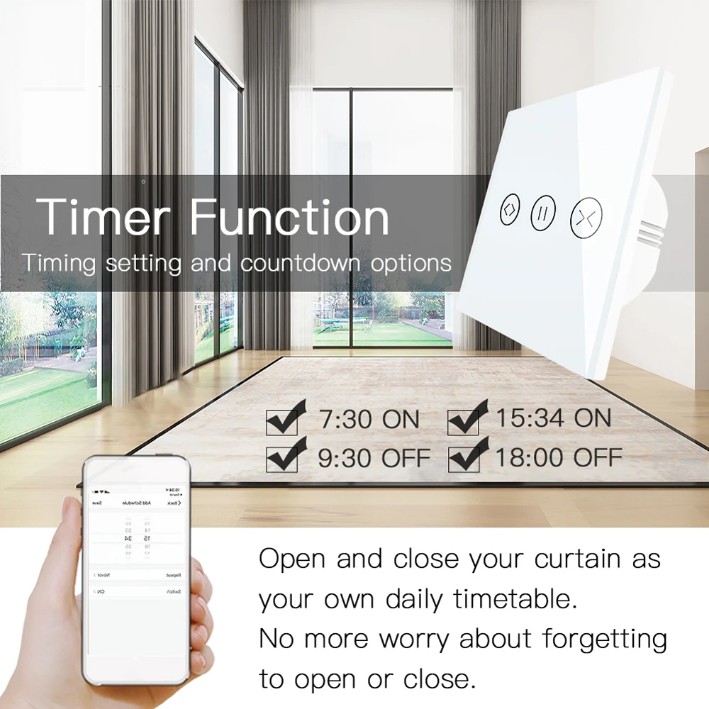 Портативный интеллигентая (ый) WI FI занавес штора Электрический переключатель на