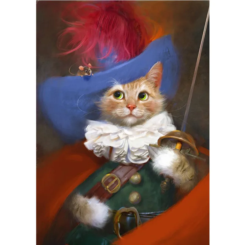 Алмазная 5d Вышивка с изображением милого кота животное полная круглая картина