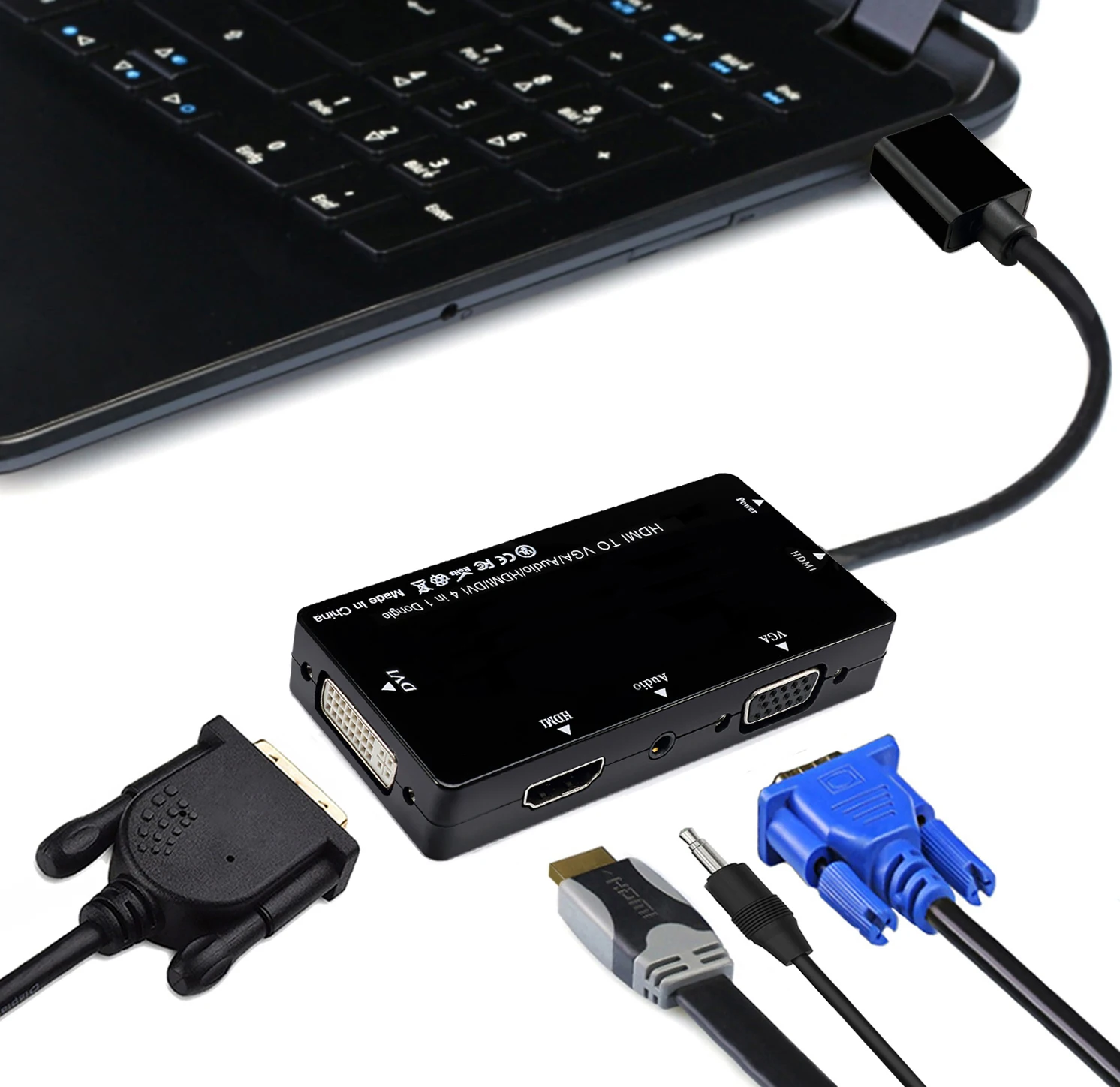 HDMI совместимый с VGA/Audio/HDMI совместимый/DVI 4 в 1 Dongle адаптер Multiport Splitter Converter|Кабели