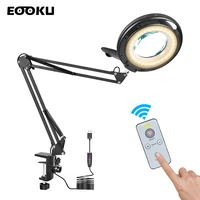 eooku remote control table lamp 5x magnifying glass 72pcs led lights desk lamp 3 colors adjustable for work readingworkhome