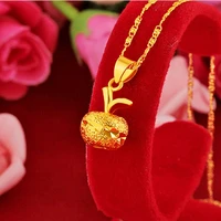 hi gold fruit 24k yellow gold plated pendant necklace for female clavicle chain necklace mothers day fine jewelry not fade