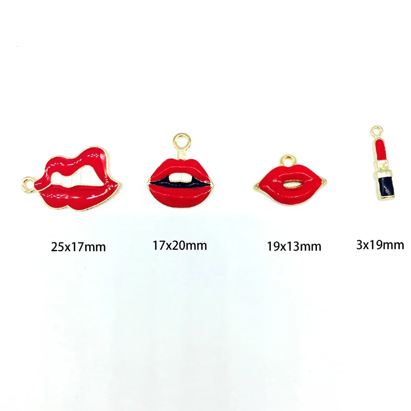 10 шт. сексуальные красные губы в форме рта из цинкового сплава искусственные