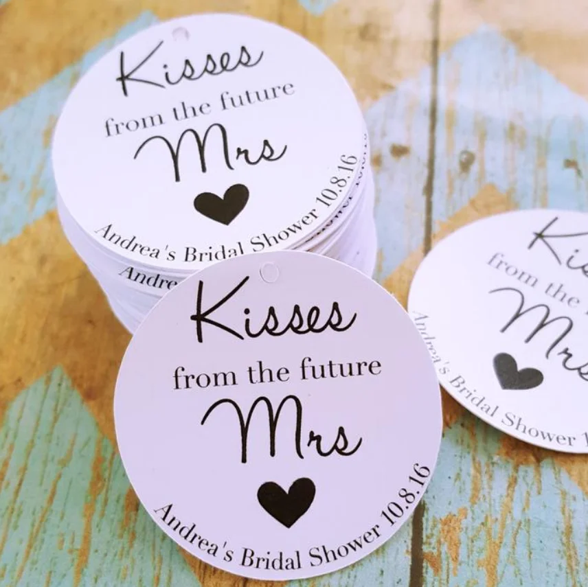 Персонализированная печать мини поцелуев от будущая миссис Свадебный ярлык для