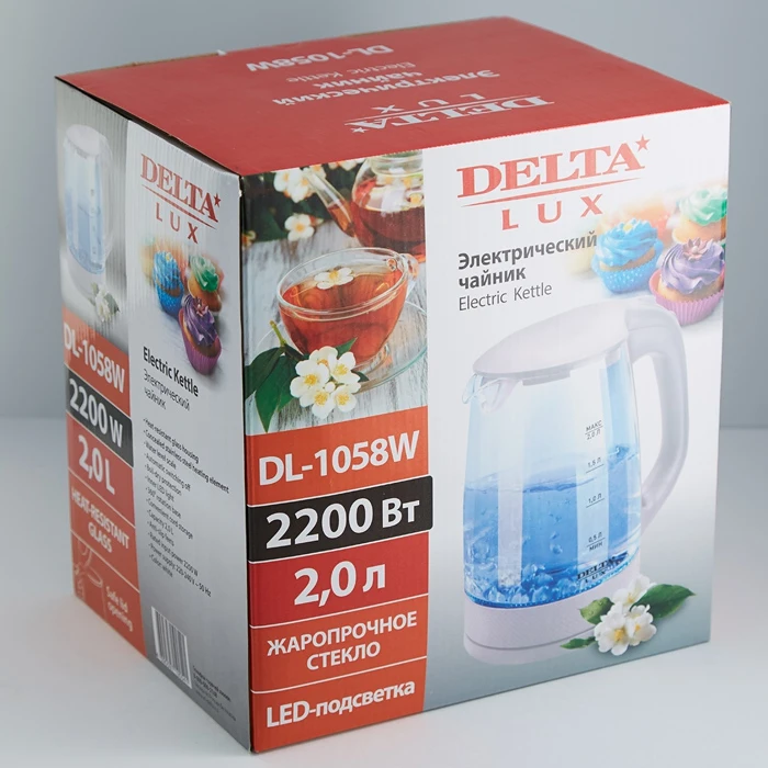 Чайник электрический DELTA Lux DL 1058B 2200 Вт 2 л|Чайники| |