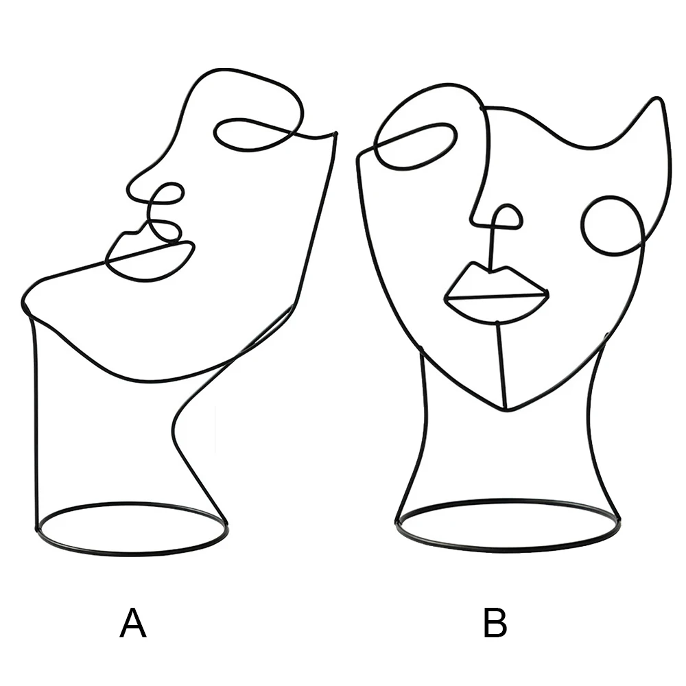 

Abstract Black Metal Figure Face Ornaments Home Decor Modern Decorative Figure Art Decor Statue Abstract Decoration For Home
