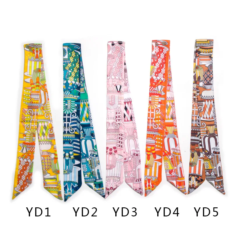

Luxury Brand Ice Cream Cake New Design Print Scarf Small Women Silk Scarf Brand Bag Hair Ribbons Fashion Head Scarf Long Scarves