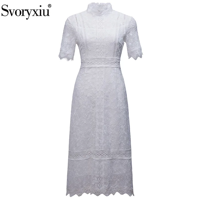 

Женское платье с вышивкой Svoryxiu, белое длинное платье с коротким рукавом, элегантные вечерние платья на лето 2021
