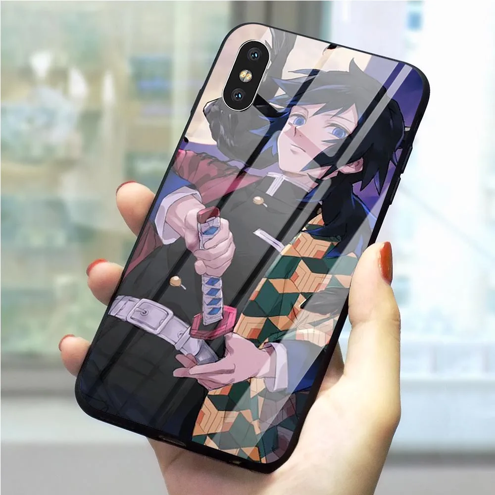 Demon Slayer Tomioka Giyuu чехол из закаленного стекла для телефона для iPhone Xs Max чехол X 6 6S XR 8 Plus 7 5S 5 SE чехол s