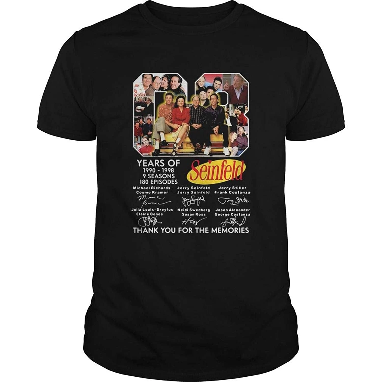 08 лет 1990 1998 9 сезонов 180 серий Seinfeld спасибо за надпись воспоминаний рубашка |