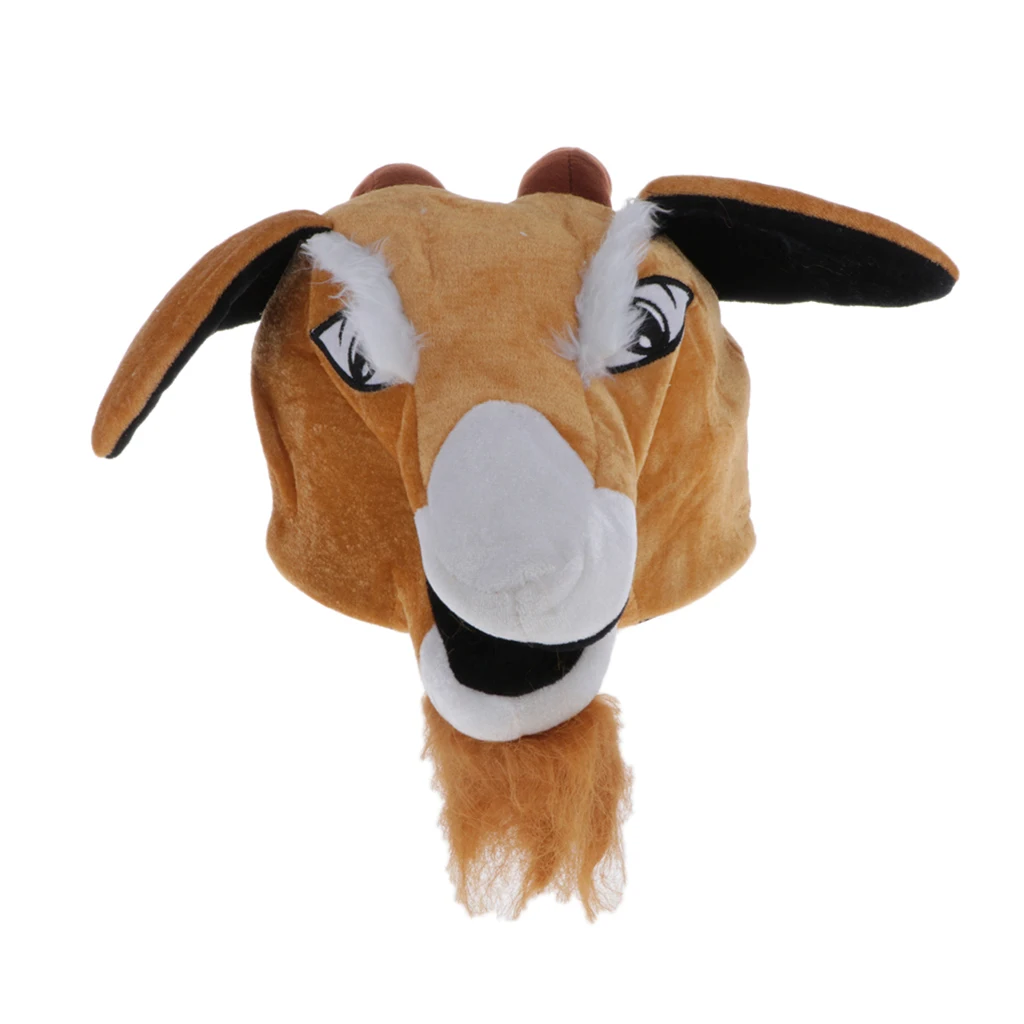 Новинка Забавный коричневый плюшевый мультяшный козий шапка с животными