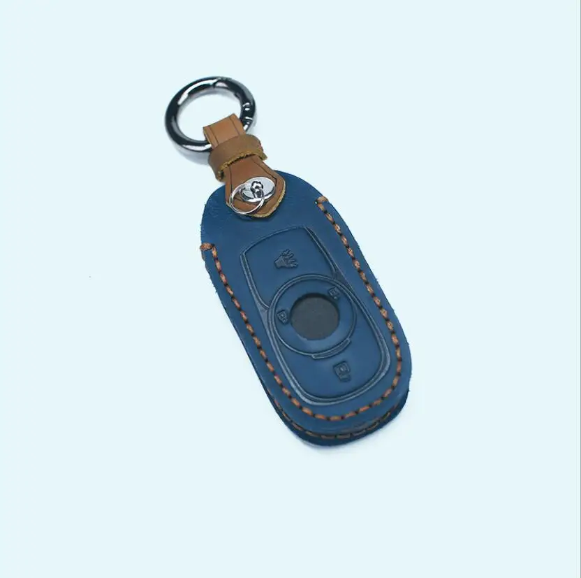 

Car Genuine Leather Key Case For Opel Astra 2 Button Fob Smart Keychain Accessories