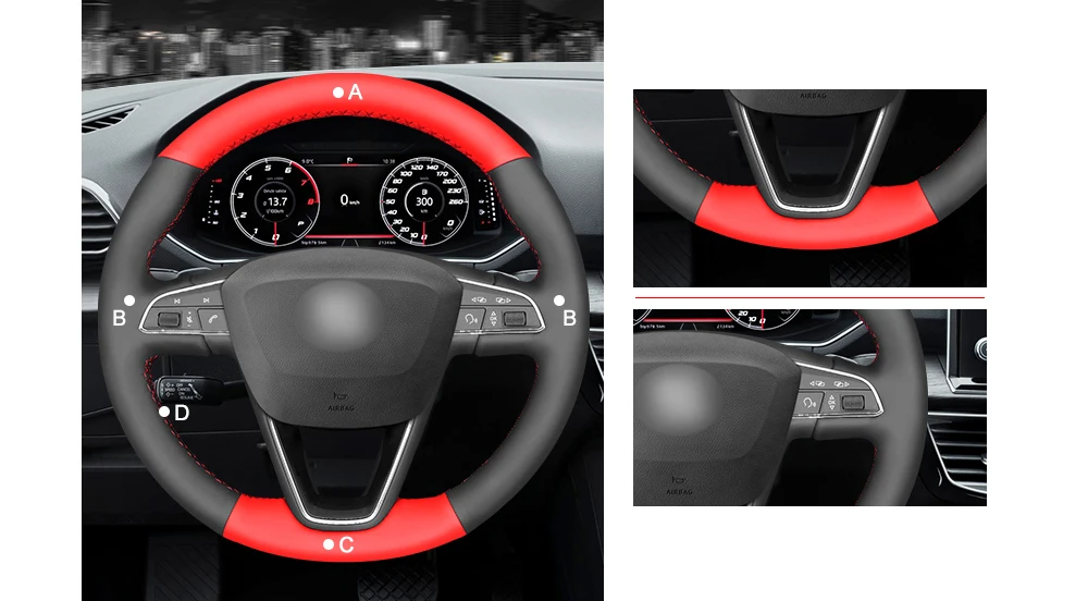 MEWANT черный красный искусственная кожа чехол на руль для Seat Leon 5F Mk3 2013- Arona Ateca Alhambra Ibiza 6J Tarraco
