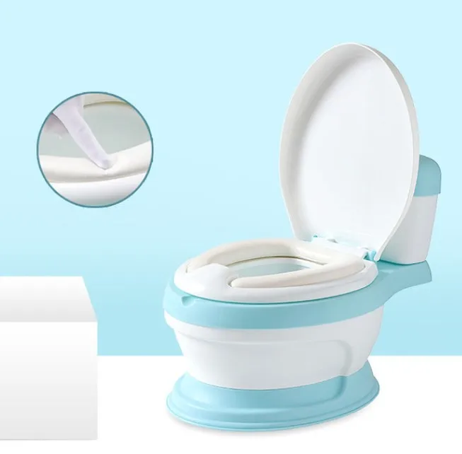 blue Стиль моделирование детский Туалет Обучение маленький размер горшок для детей бесплатно горшок щетка+ мешок для чистки - Цвет: blue