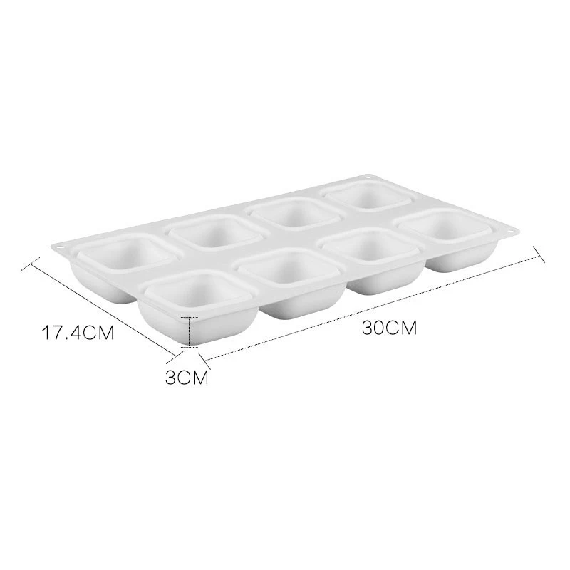 8 Square Shape Silicone Mold Chocolate Cake Ice Cube Maker Dessert Mousse Baking Form Decoration Tool | Дом и сад