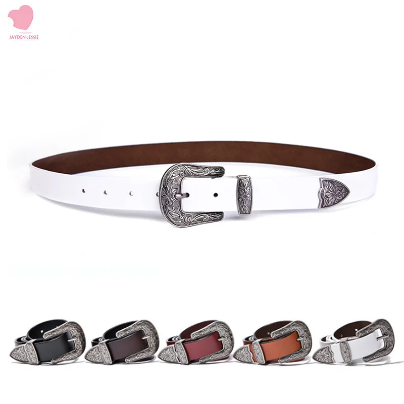 Женский ремень из натуральной кожи с металлической пряжкой элегантный