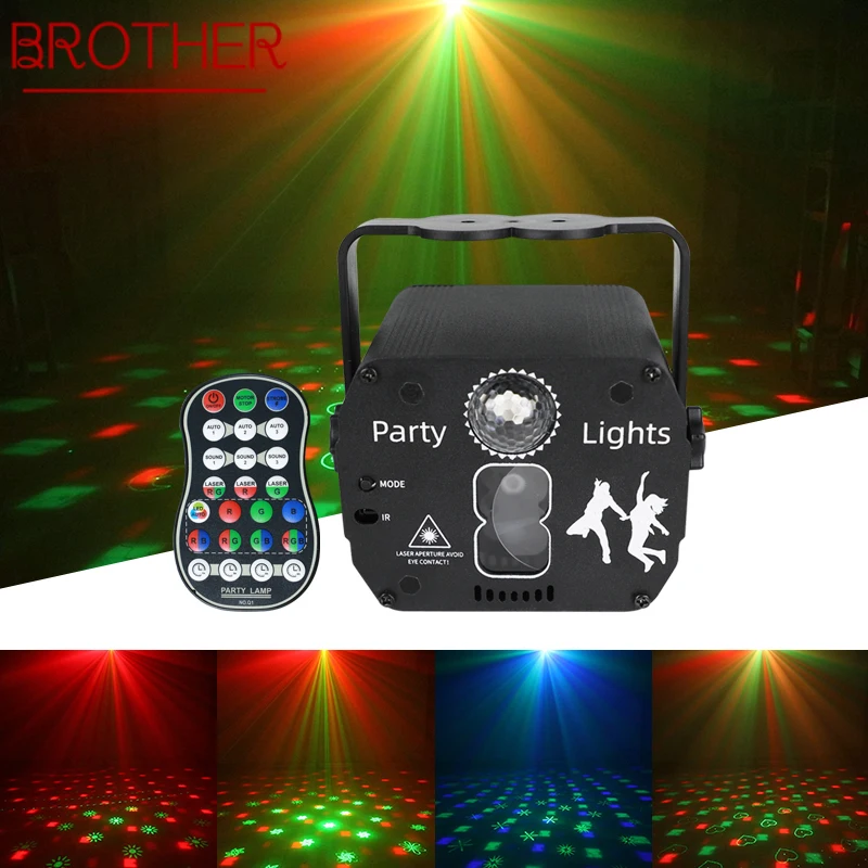 

BROTHER Laser Lamp Pattern Scanning LED Voice Control Stage Lights Remote Control KTV Radium Party