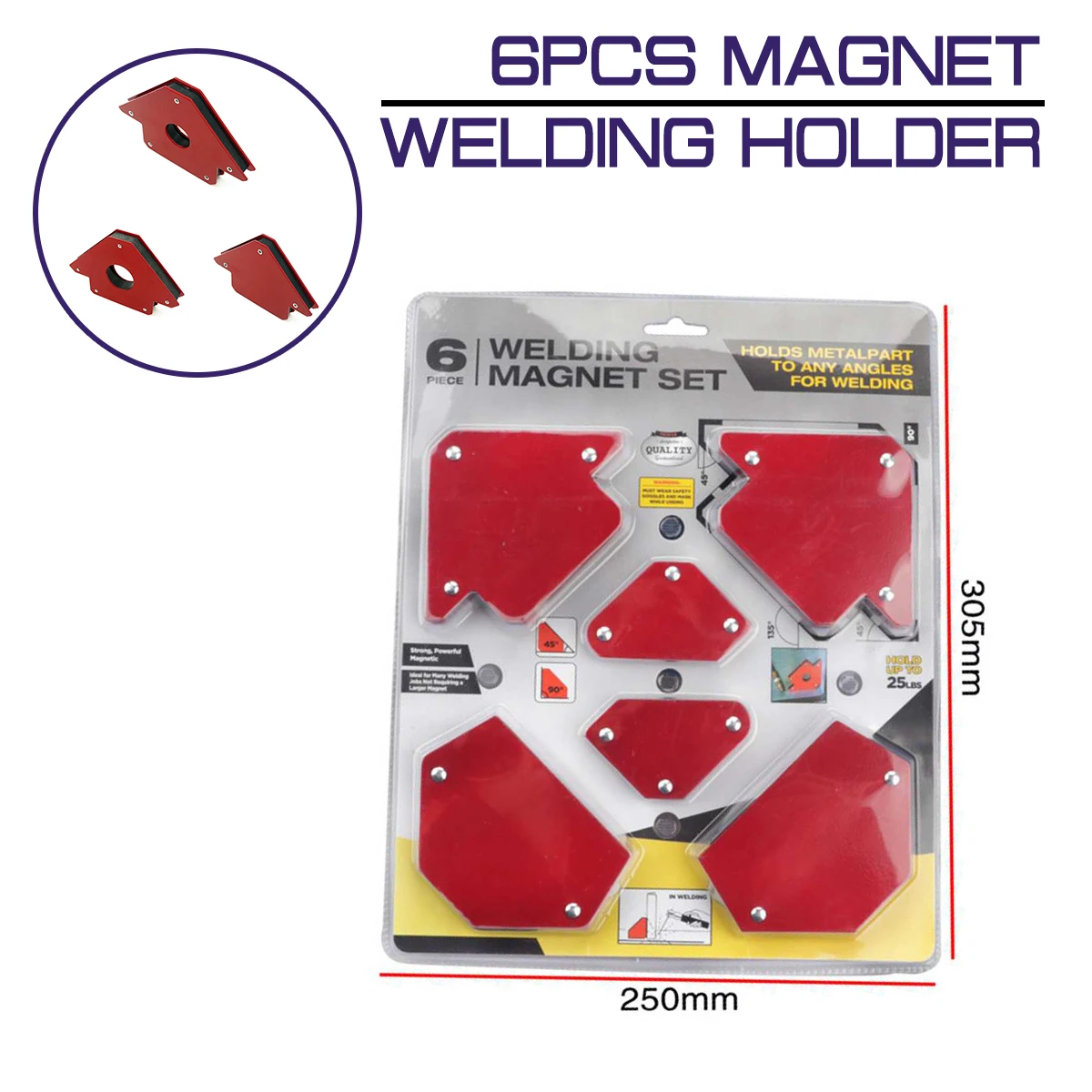 

6pcs Magnet Welding Holder Arrow Multi-angle Magnetic Clamp For 2x 50lbs 2x 25lbs 2x 75lbs Mig Tools Welding Magnet
