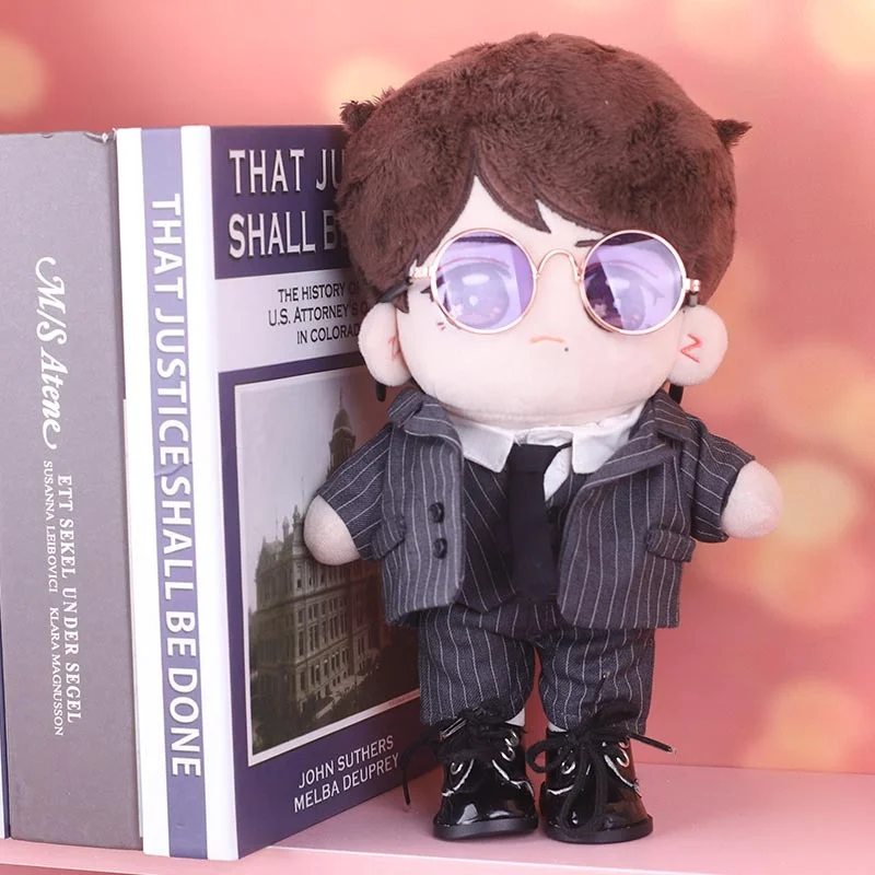 Ropa de mu&ntilde;eca de felpa de 20cm, traje a rayas de cinco piezas, ropa occidental de estrellas EXO, accesorios para mu&ntilde;ecas de 20CM-5