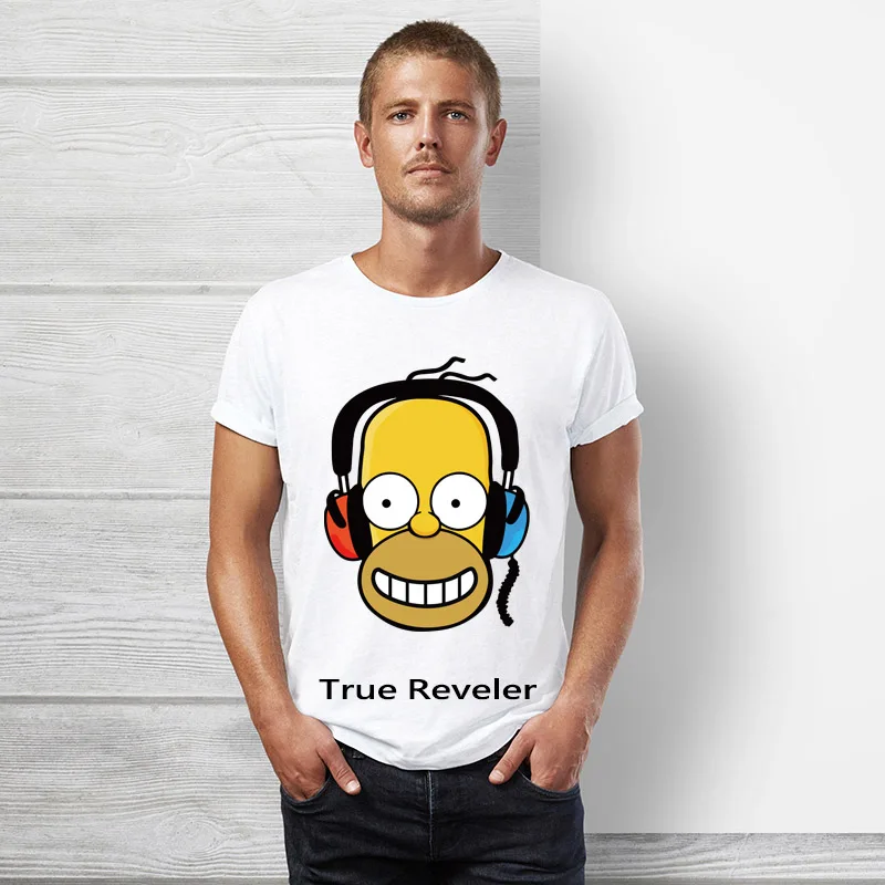 Homer Симпсон Футболка мужская с коротким рукавом хип хоп Забавный мультяшный Симпсон семейный Топы Футболка