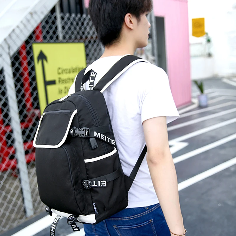 

2021 Fashion Robloxing USB Charge Student Schoolbag Large Capacity Canvas Laptop Backpack Letters Printed School Bag