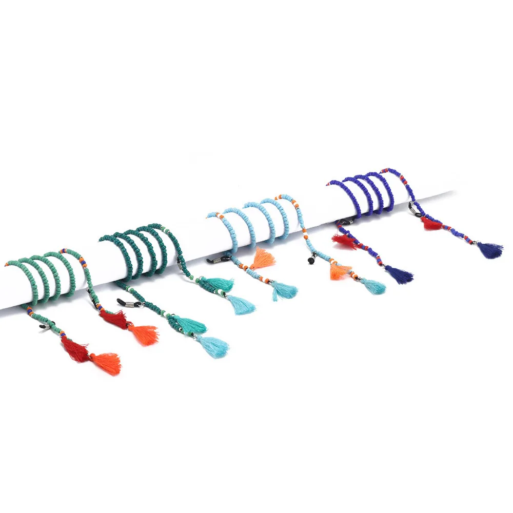 Wgoud модные очки с бусинами и кисточками маска цепи для чтения стеклянный шарик