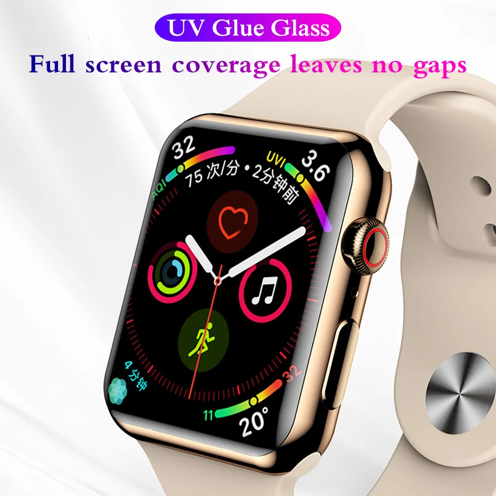 Защитное стекло для Apple Watch 3/2/1 3D УФ-стекло 9H полное проклеивание закаленное