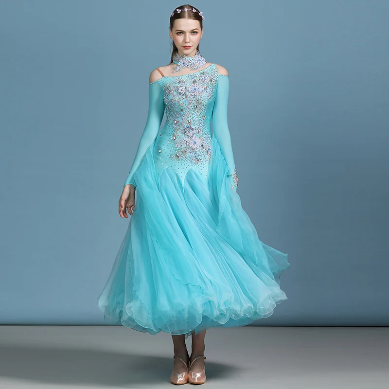 

Blue Ballroom Dress Standard Dance Dress for Dancing Ballroom Waltz Dance Costumes Foxtrot Dress Dance Competition Costume Swing