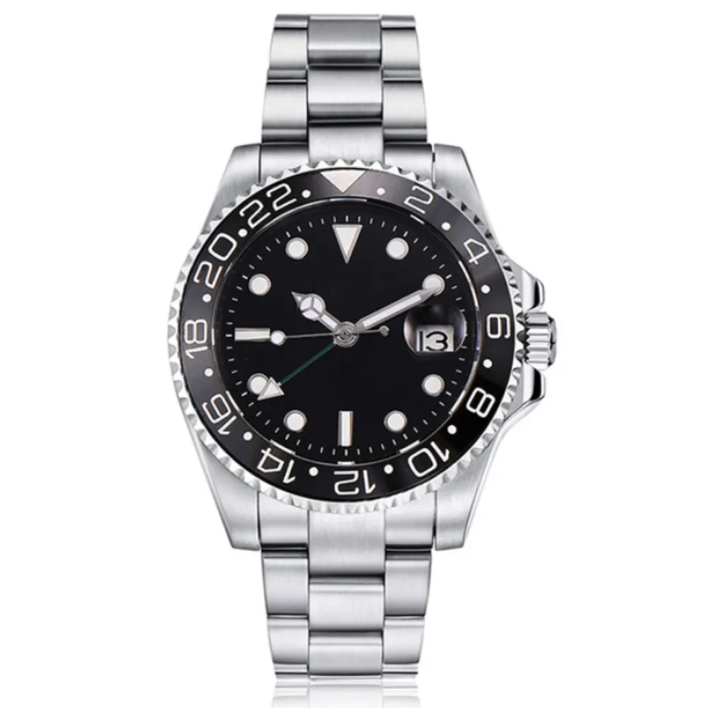 Часы мужские стерильные с черным циферблатом и сапфировым стеклом 40 мм|Мужские