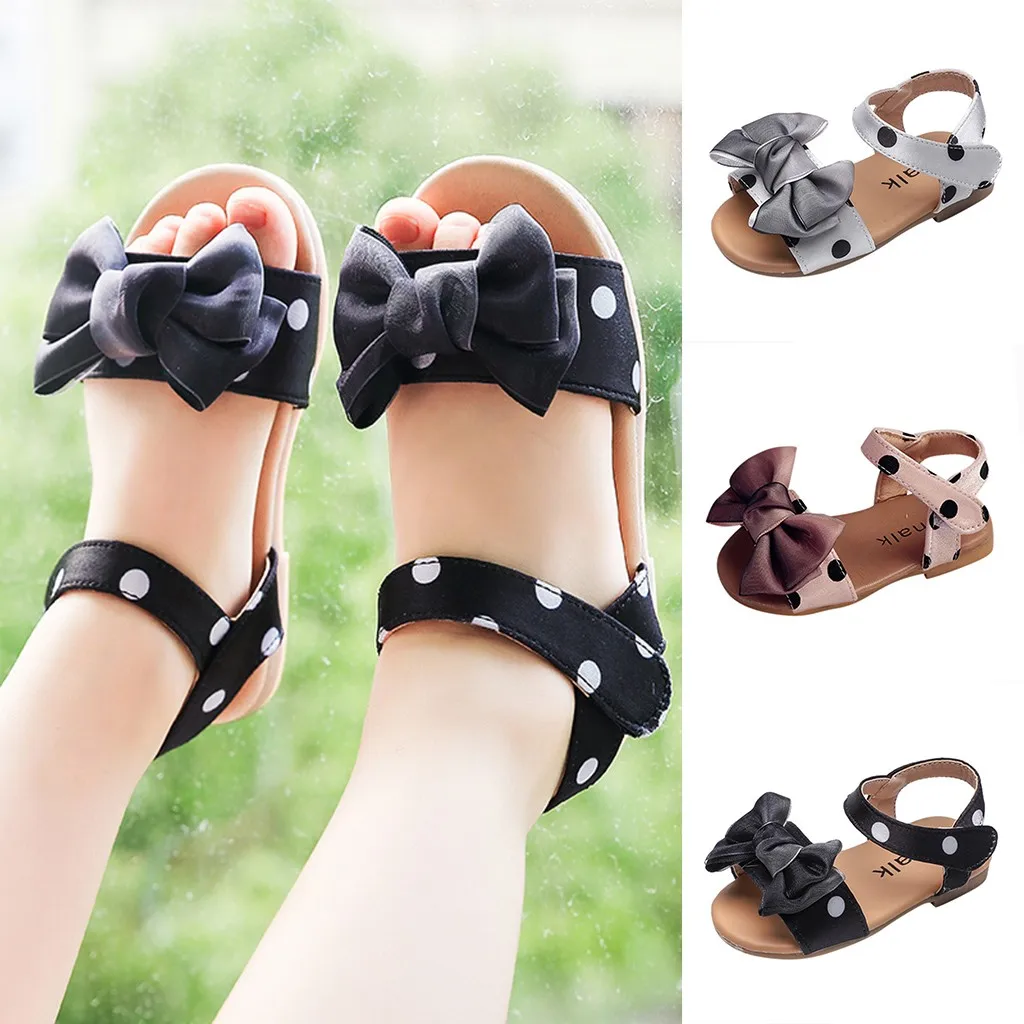 

Summer polka dot bow sandals children girls fashion solid color polka dot bow princess casual sandals 40*