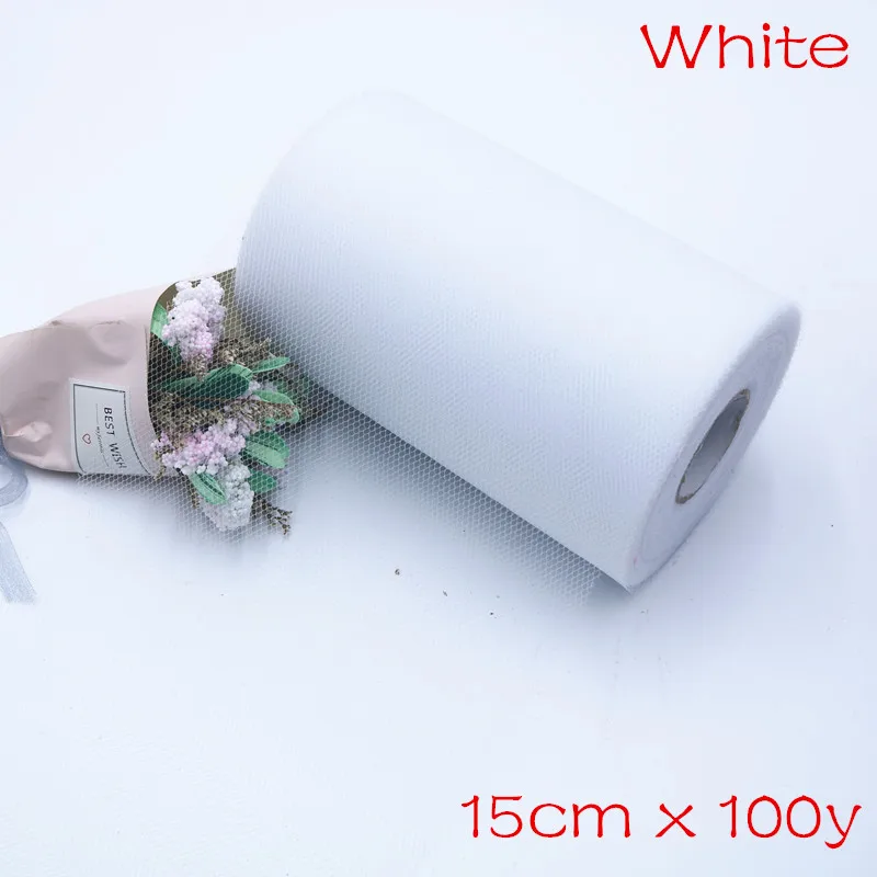 White 100y 8 дюймов, 20x20 см, с подкладкой, вязанная крючком юбка-пачка, топ, обхват груди, широкая юбка-пачка «сделай сам», платье из тюля, рулонная ткань, декор для дня рождения, свадьбы - Цвет: White 100y