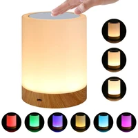 touching control bedside night light usb rechargeable dimmable table lamp warm white rgb color changing night light living room