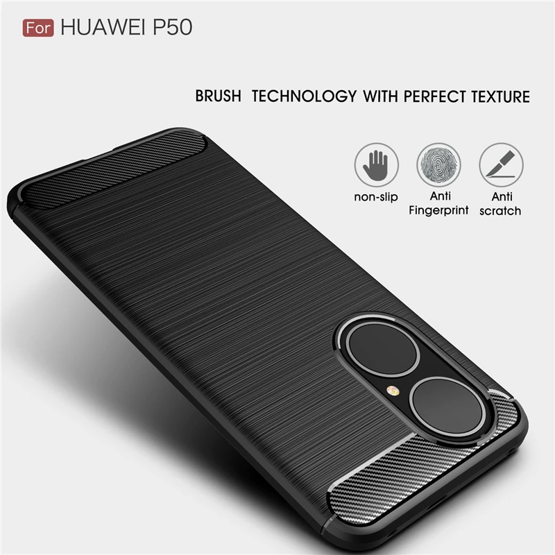 For Huawei P50 Case Fiber Carbon Shockproof Silicone Case For Huawei P50 Pro Case hard Cover For Huawei P40 P40 Pro P40 Pro Plus