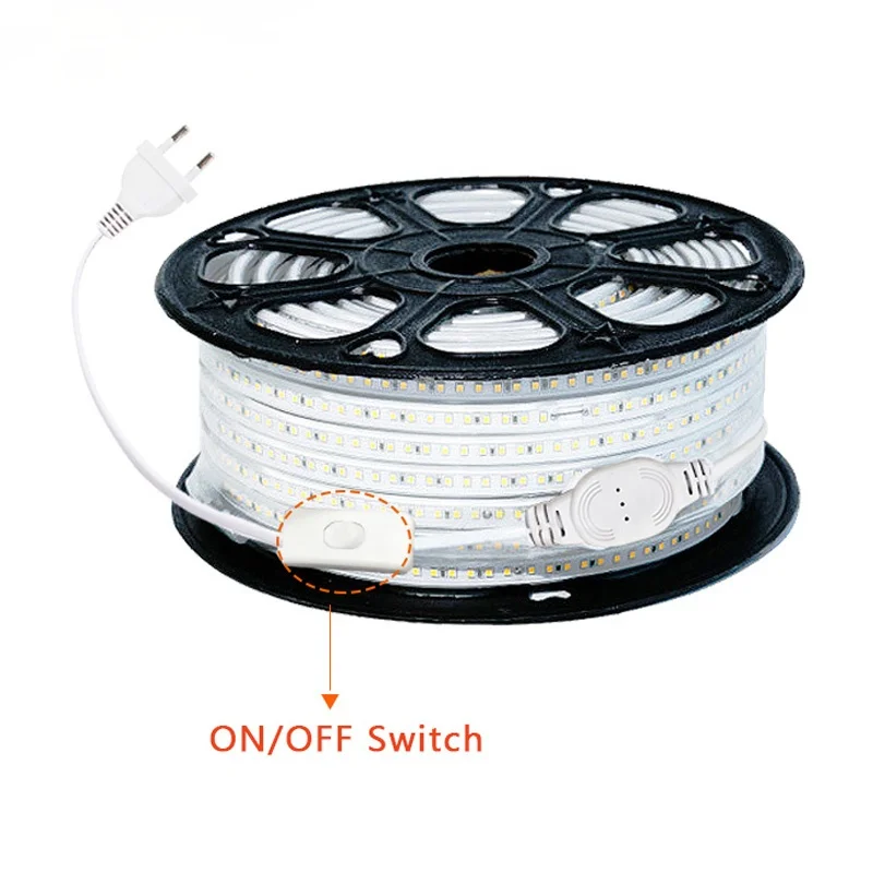

220V Waterproof Led strip Light High Safety High Brightness SMD 2835 Flexible Lights 120Leds/M Home Decoration With Switch Plug