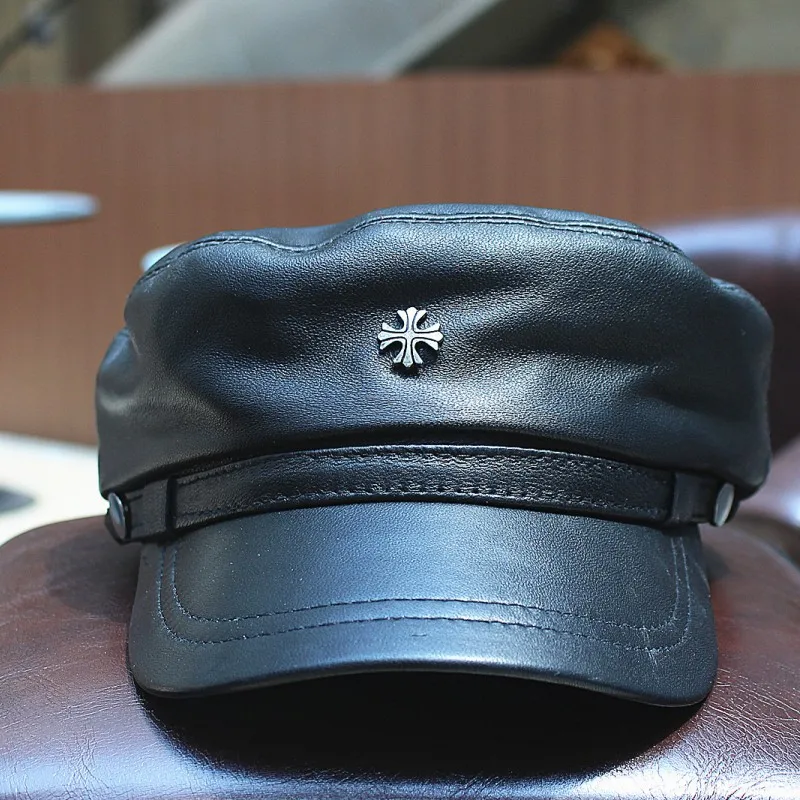 Взрывные модели ретро кожаный берет из овчины темно-синяя шляпа мужская и