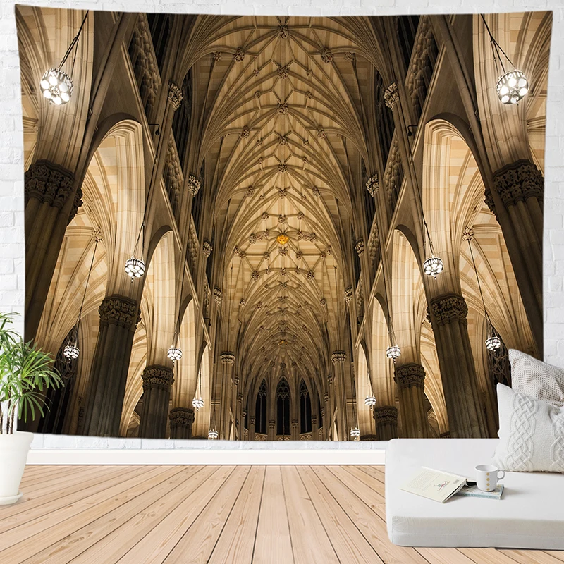 Соборная стена гобелен домашний декоративный настенное одеяло полиэфирная